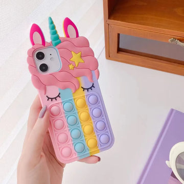 Cases & Covers 3D Cute Cartoon Character Scalable Holder Soft Silicone Case for iPhone 13