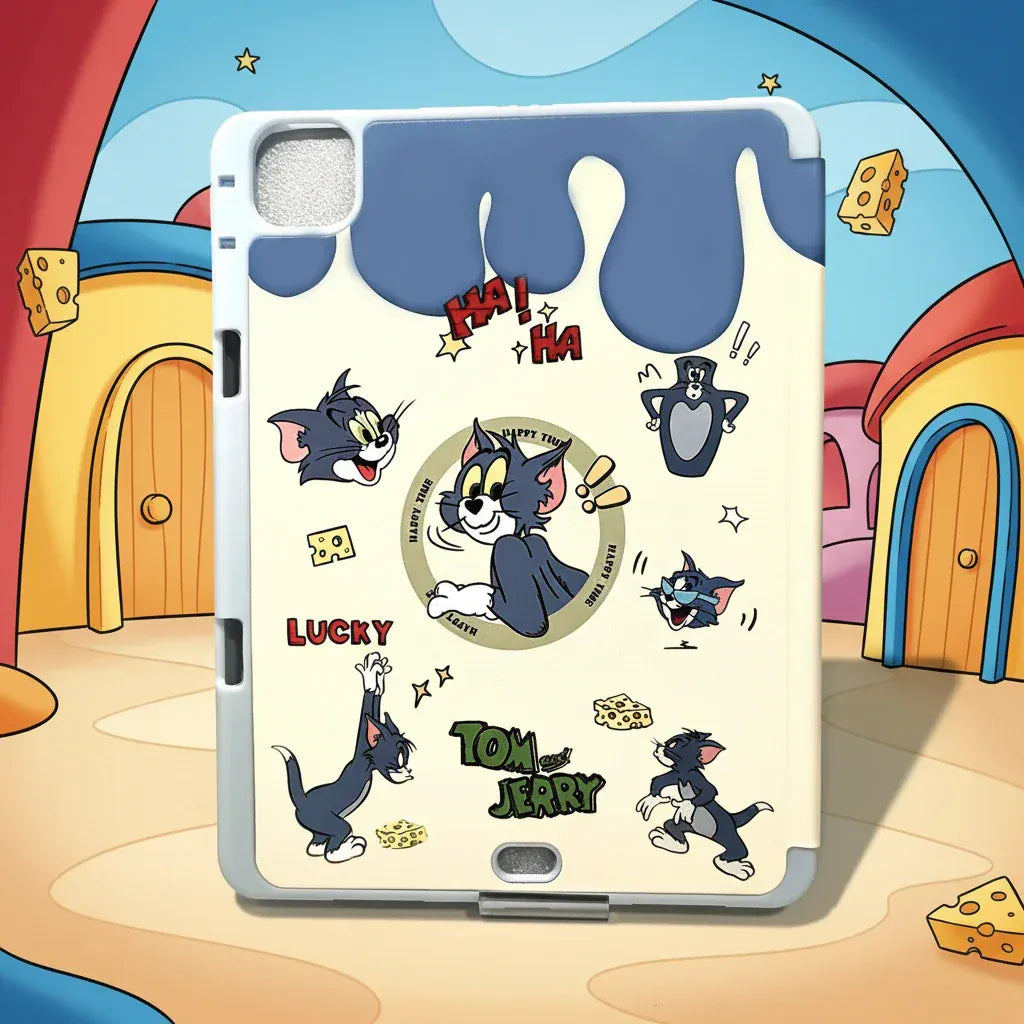 Cases & Covers 3D Cute Cartoon PU Leather Trifold Flip Auto Wake/Sleep with Pencil Holder Cover for iPad Air 4 | 5 | 6| Air 11  (2024) | Pro 10.9 | Pro 11 (2020)