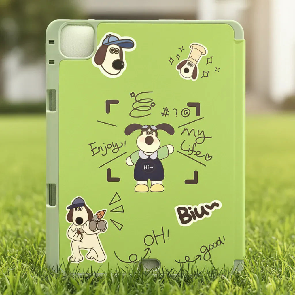 Cases & Covers 3D Cute Cartoon PU Leather Trifold Flip Auto Wake/Sleep with Pencil Holder Cover for iPad Air 4 | 5 | 6| Air 11  (2024) | Pro 10.9 | Pro 11 (2020)