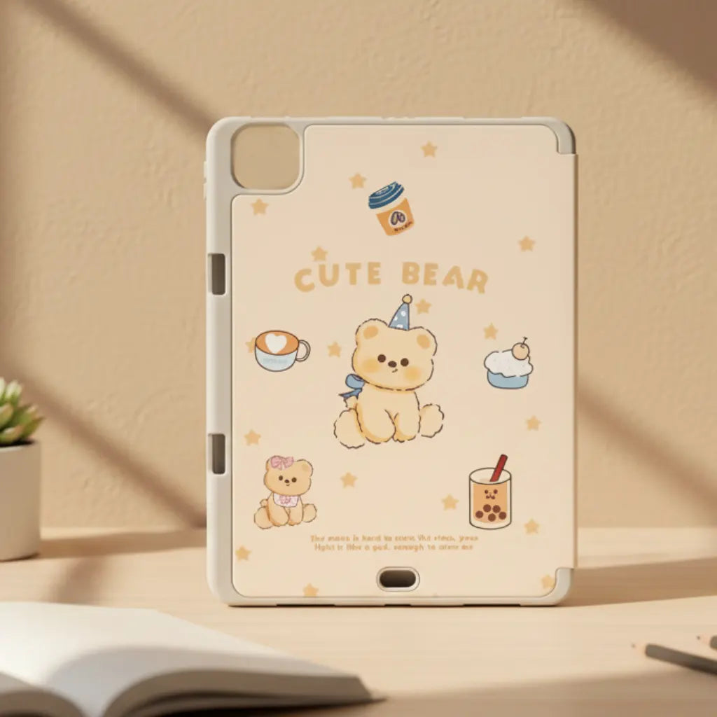 3D Cute Cartoon PU Leather Trifold Flip Auto Wake/Sleep with Pencil Holder Cover for iPad Air 4 | 5 | 6| Air 11  (2024) | Pro 10.9 | Pro 11 (2020)