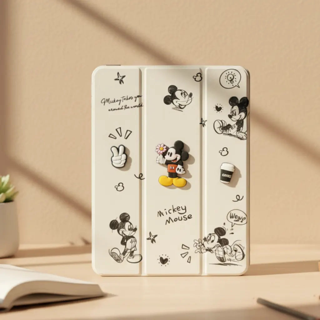 3D Cute Cartoon PU Leather Trifold Flip Auto Wake/Sleep with Pencil Holder Cover for iPad Air 4 | 5 | 6| Air 11  (2024) | Pro 10.9 | Pro 11 (2020) KTSUUS6WT 8942916386552