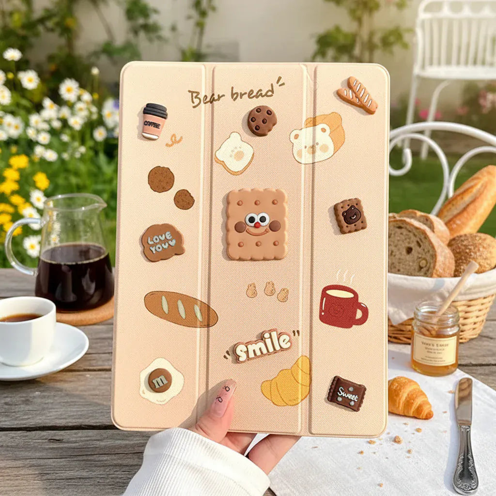 Cases & Covers 3D Cute Cartoon PU Leather Trifold Flip Auto Wake/Sleep with Pencil Holder Cover for iPad Air 4 | 5 | 6| Air 11  (2024) | Pro 10.9 | Pro 11 (2020)