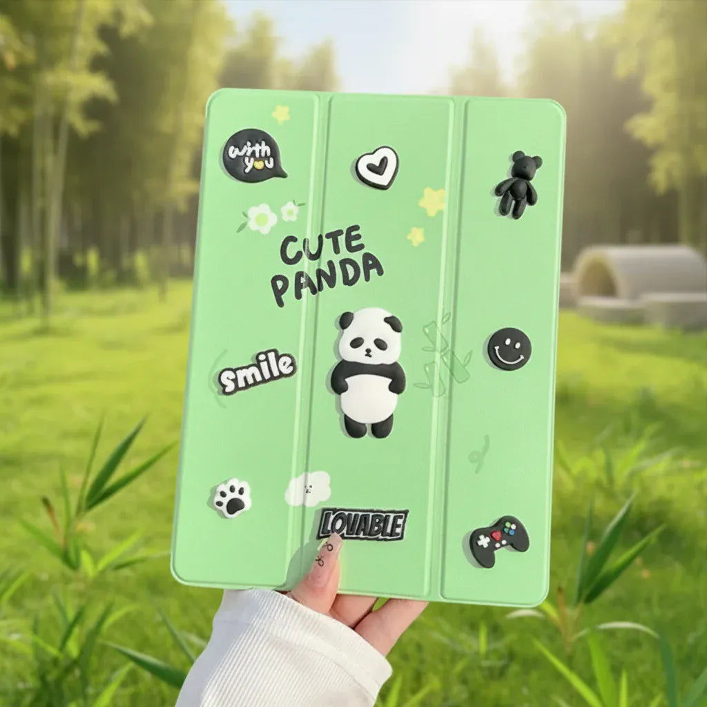 Cases & Covers 3D Cute Cartoon PU Leather Trifold Flip Auto Wake/Sleep with Pencil Holder Cover for iPad Air 4 | 5 | 6| Air 11  (2024) | Pro 10.9 | Pro 11 (2020)