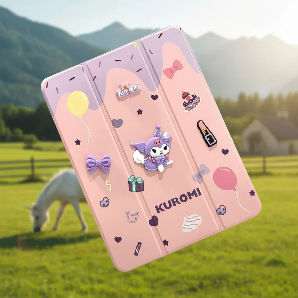 Cases & Covers 3D Cute Cartoon PU Leather Trifold Flip Auto Wake/Sleep with Pencil Holder Cover for iPad Air 4 | 5 | 6| Air 11  (2024) | Pro 10.9 | Pro 11 (2020)