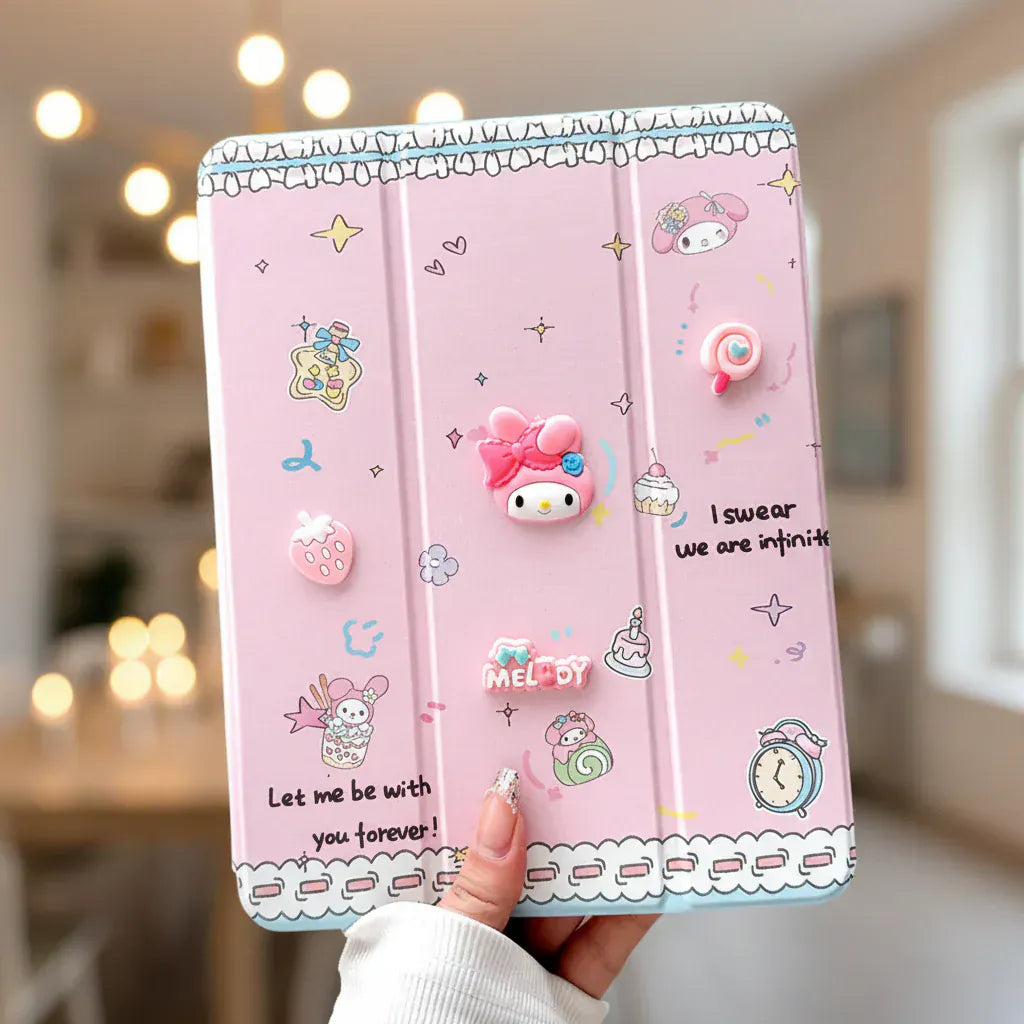 Cases & Covers 3D Cute Cartoon PU Leather Trifold Flip Auto Wake/Sleep with Pencil Holder Cover for iPad Air 4 | 5 | 6| Air 11  (2024) | Pro 10.9 | Pro 11 (2020)