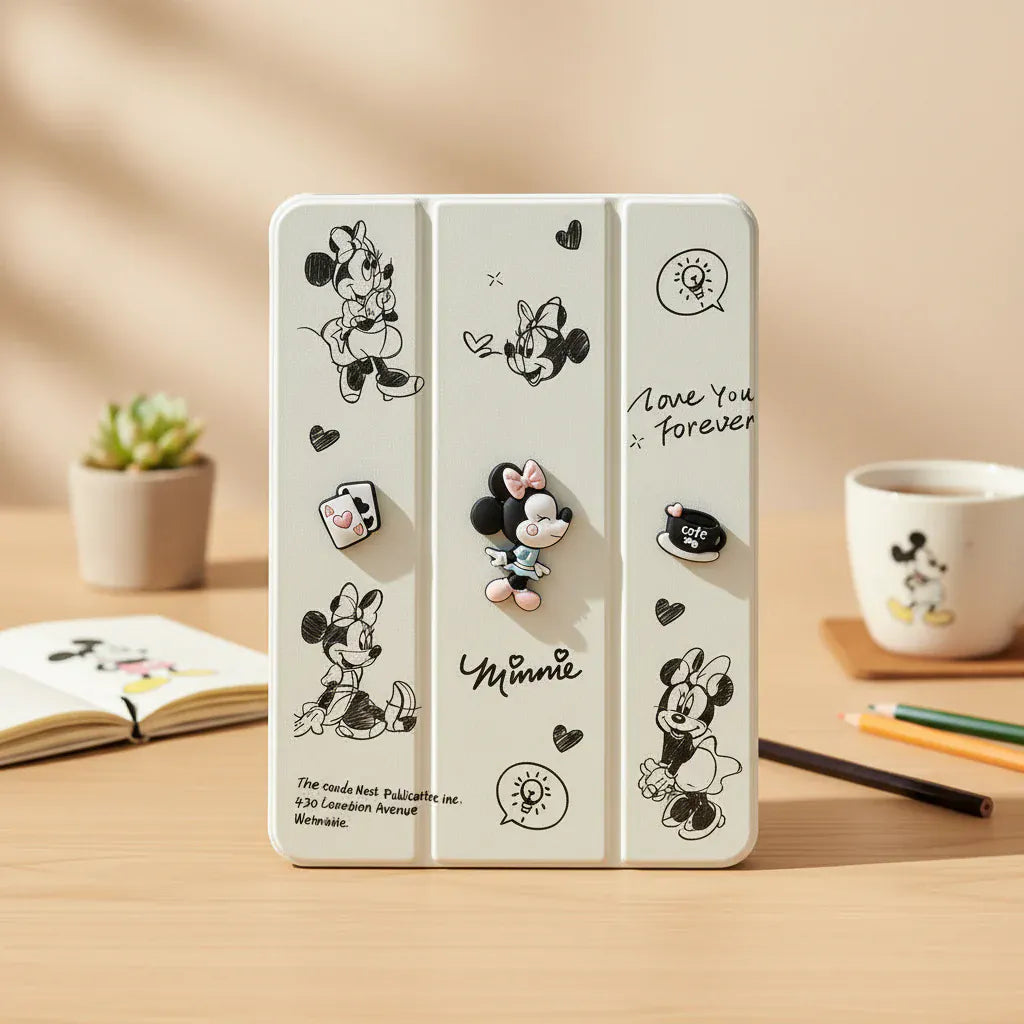 Cases & Covers 3D Cute Cartoon PU Leather Trifold Flip Auto Wake/Sleep with Pencil Holder Cover for iPad Air 4 | 5 | 6| Air 11  (2024) | Pro 10.9 | Pro 11 (2020)