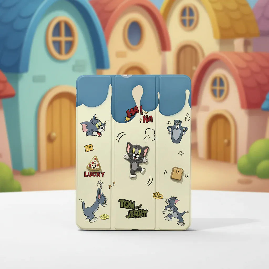 Cases & Covers 3D Cute Cartoon PU Leather Trifold Flip Auto Wake/Sleep with Pencil Holder Cover for iPad Air 4 | 5 | 6| Air 11  (2024) | Pro 10.9 | Pro 11 (2020)