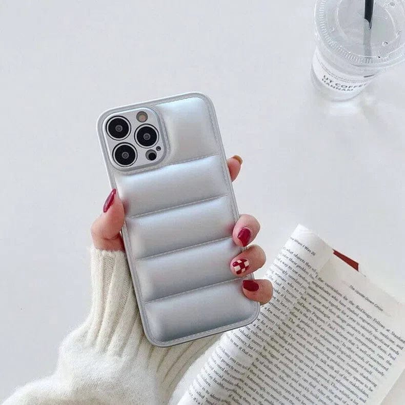 Cases & Covers for iPhone 14 Pro Max / Silver 3D Puffer Soft TPU Silicone Phone Back Case Cover for Apple iPhone