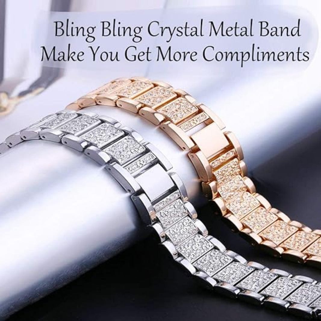Luxury Bling Rhinestone Dressy Jewelry Metal Band for Smartwatch 22mm