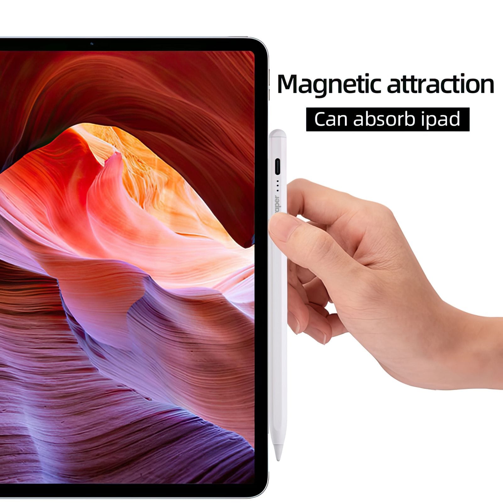 ktusu Graper Smartpen Active Stylus Pen for iPad After 2018, Aluminium Metal Body, with Extra Nib White