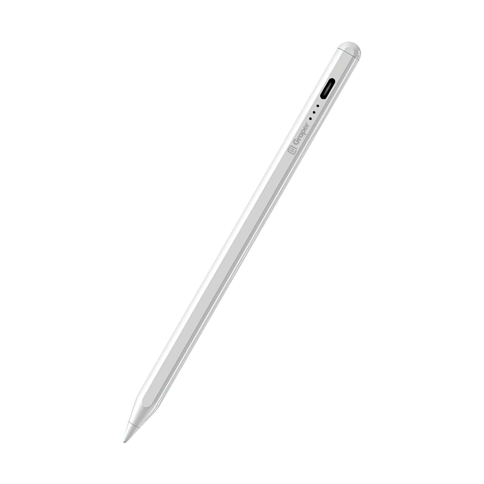 ktusu Graper Smartpen Active Stylus Pen for iPad After 2018, Aluminium Metal Body, with Extra Nib White