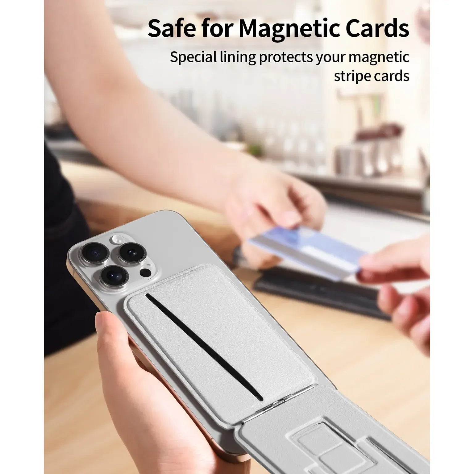 Enhancement Adjustable Angles Multi Functional Magnetic Magsafe Leather Texture card holder wallet for iPhone