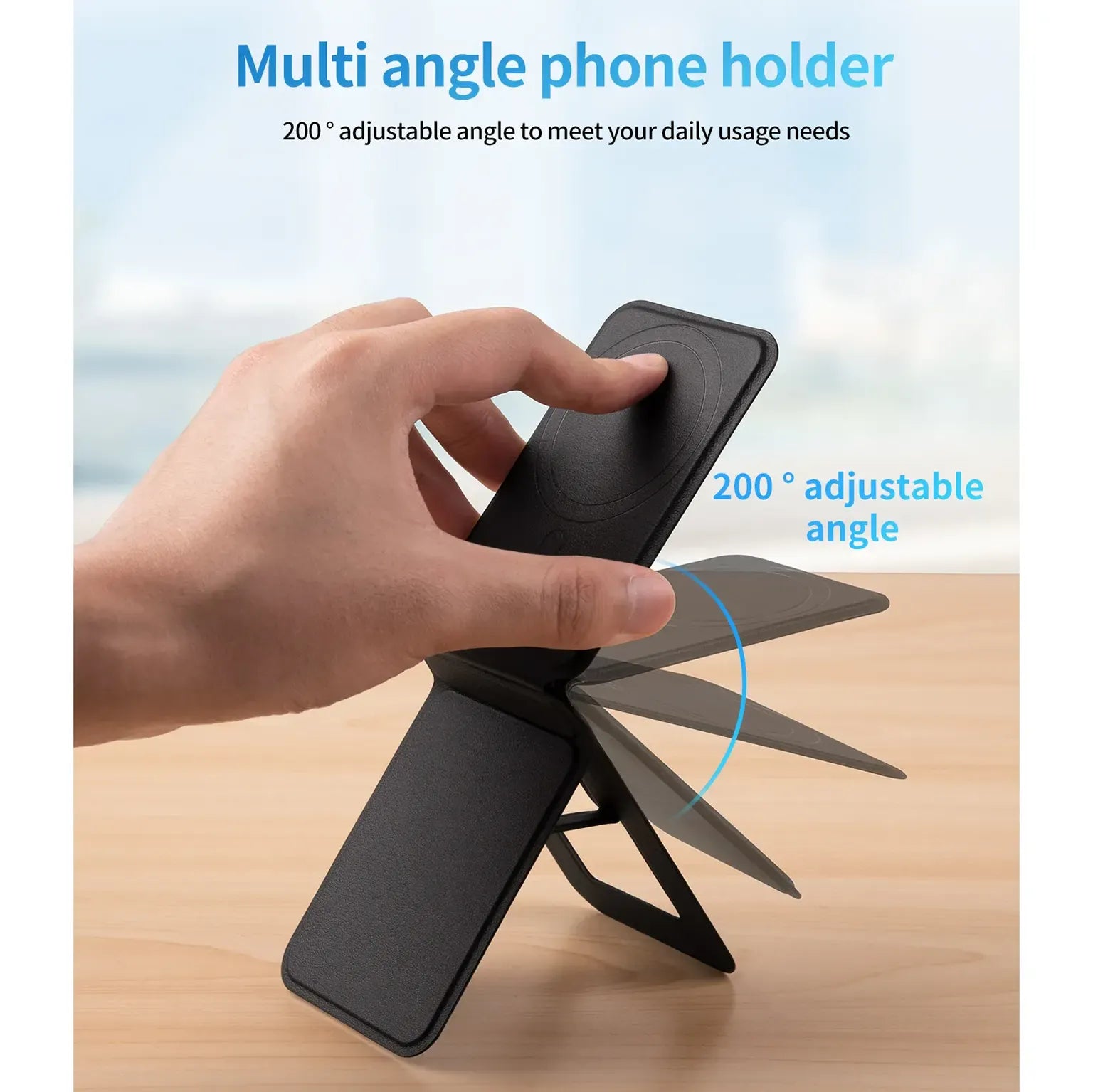 Enhancement Adjustable Angles Multi Functional Magnetic Magsafe Leather Texture card holder wallet for iPhone