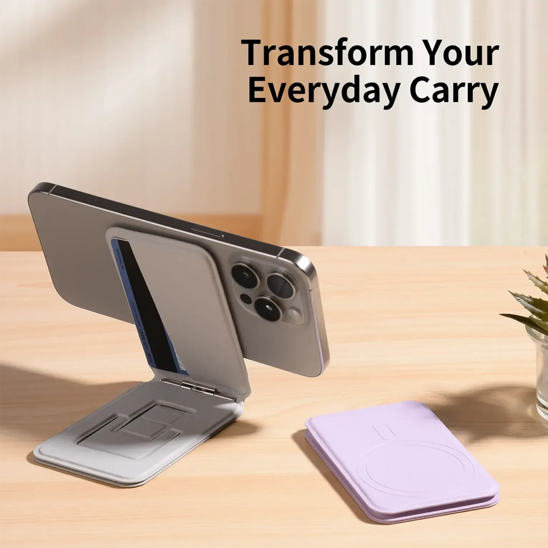 Enhancement Adjustable Angles Multi Functional Magnetic Magsafe Leather Texture card holder wallet for iPhone