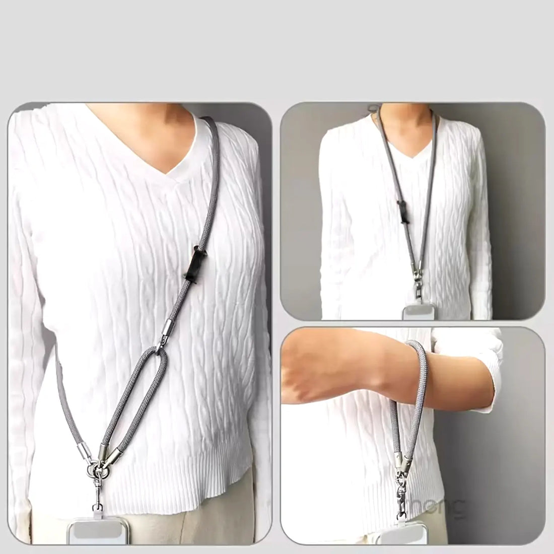 Adjustable Braided Mobile Phone Lanyard Strap – Durable Neck & Wrist Phone Holder with Detachable Metal Clip, Multifunctional Hands-Free Carrying Strap