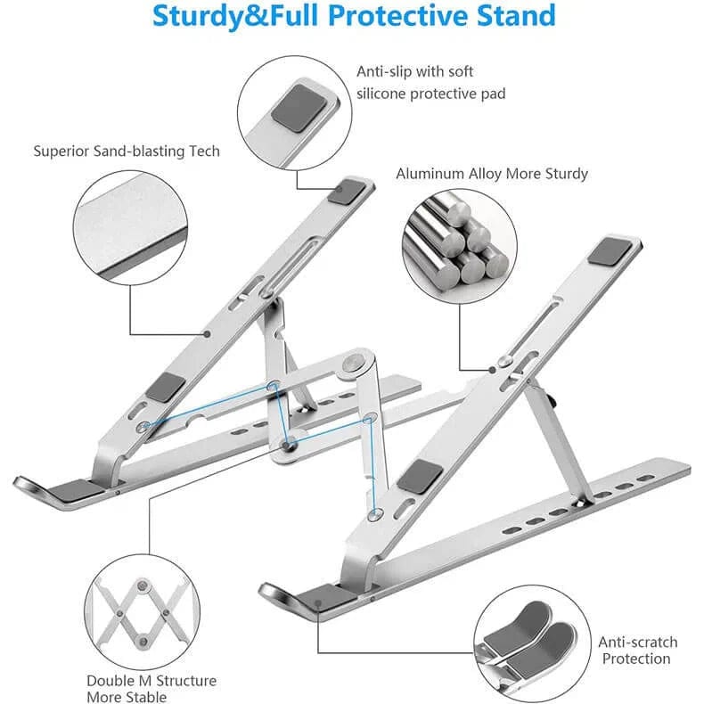 Mounts Stands & Grips for Silver Adjustable Laptop Stand Holder Built-in Foldable Legs Cooling pads