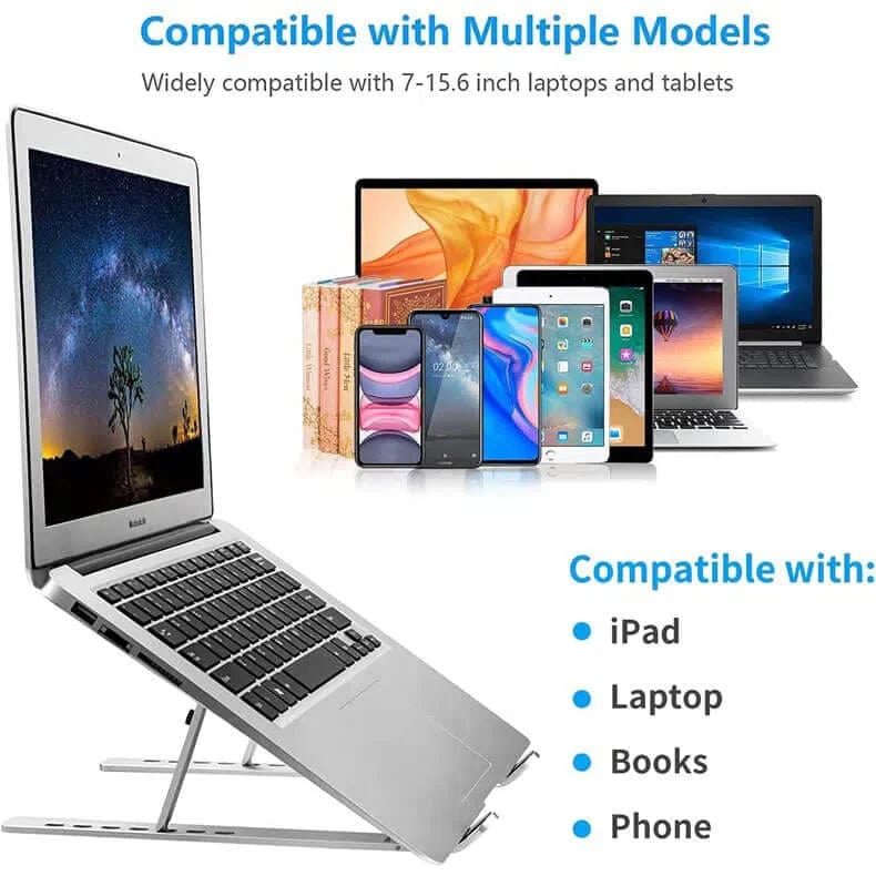 Mounts Stands & Grips for Silver Adjustable Laptop Stand Holder Built-in Foldable Legs Cooling pads