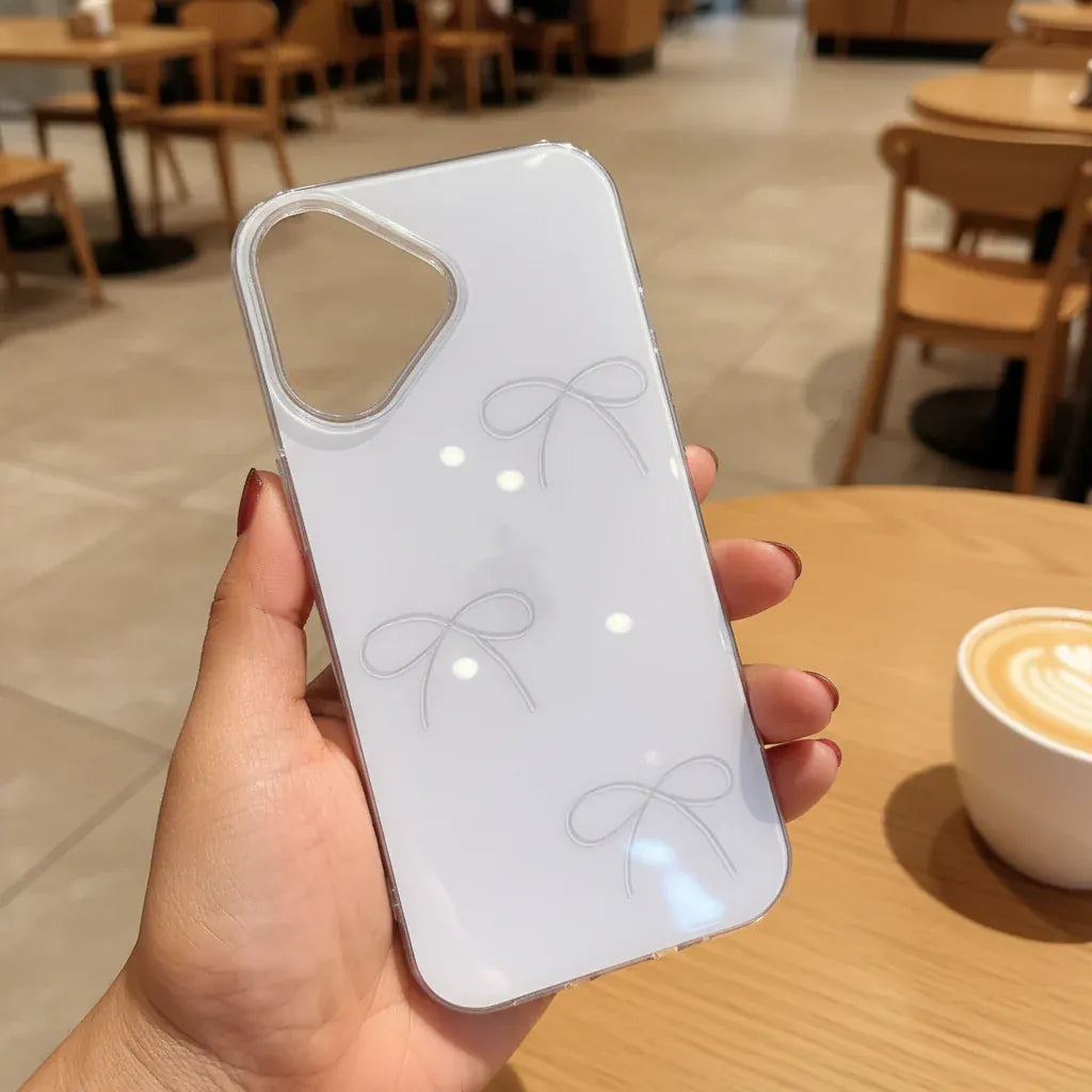 Cases & Covers Aesthetic Bow Print Soft Edge Back Hard Case for iPhone 17