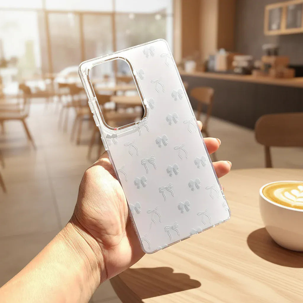 Cases & Covers Aesthetic Bow Print Soft Edge Back Hard Case for Samsung Galaxy S25 Ultra