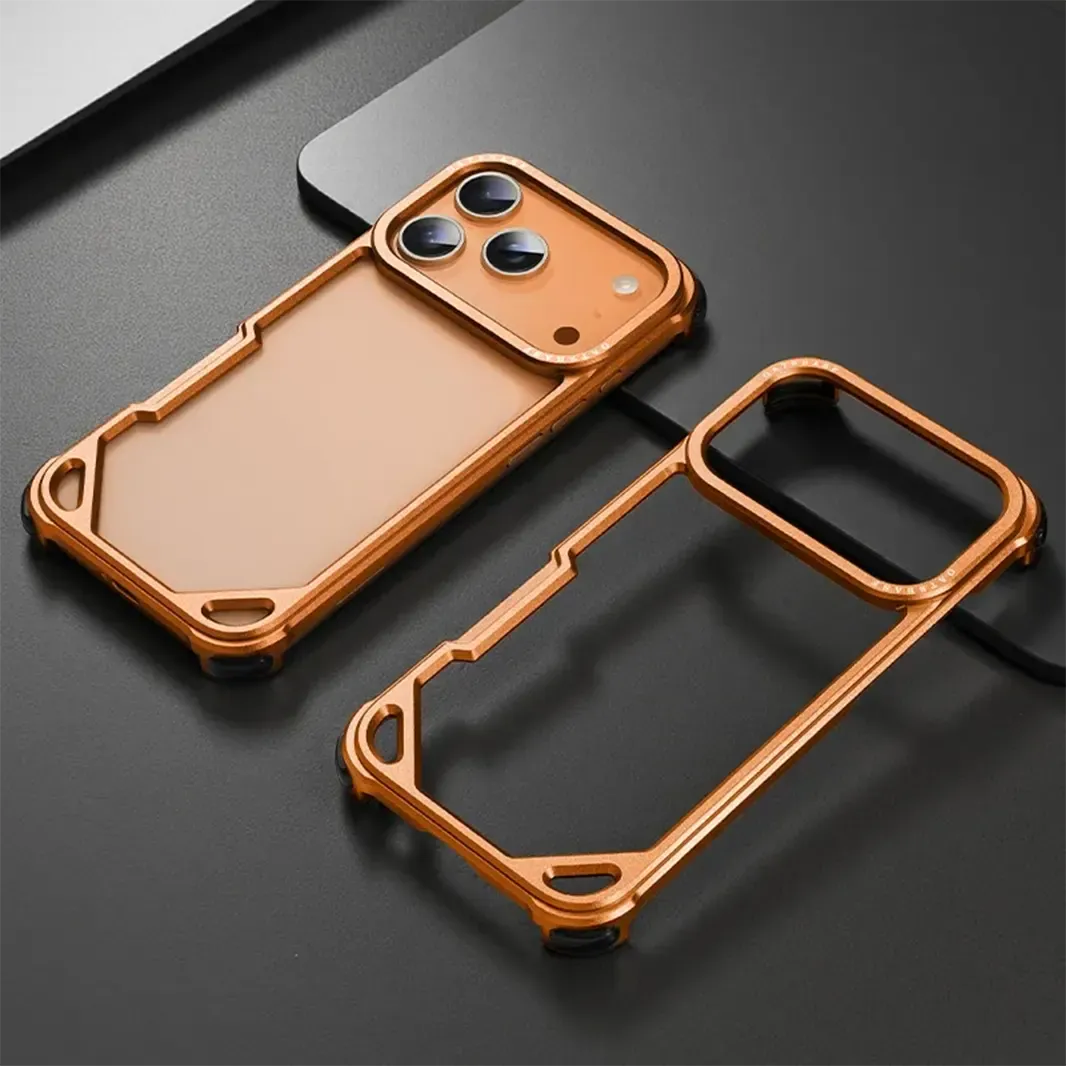 Cosmic Orange Aluminum Alloy Frameless Hollow Frame Case for iPhone 17 Pro Max Cases & Covers