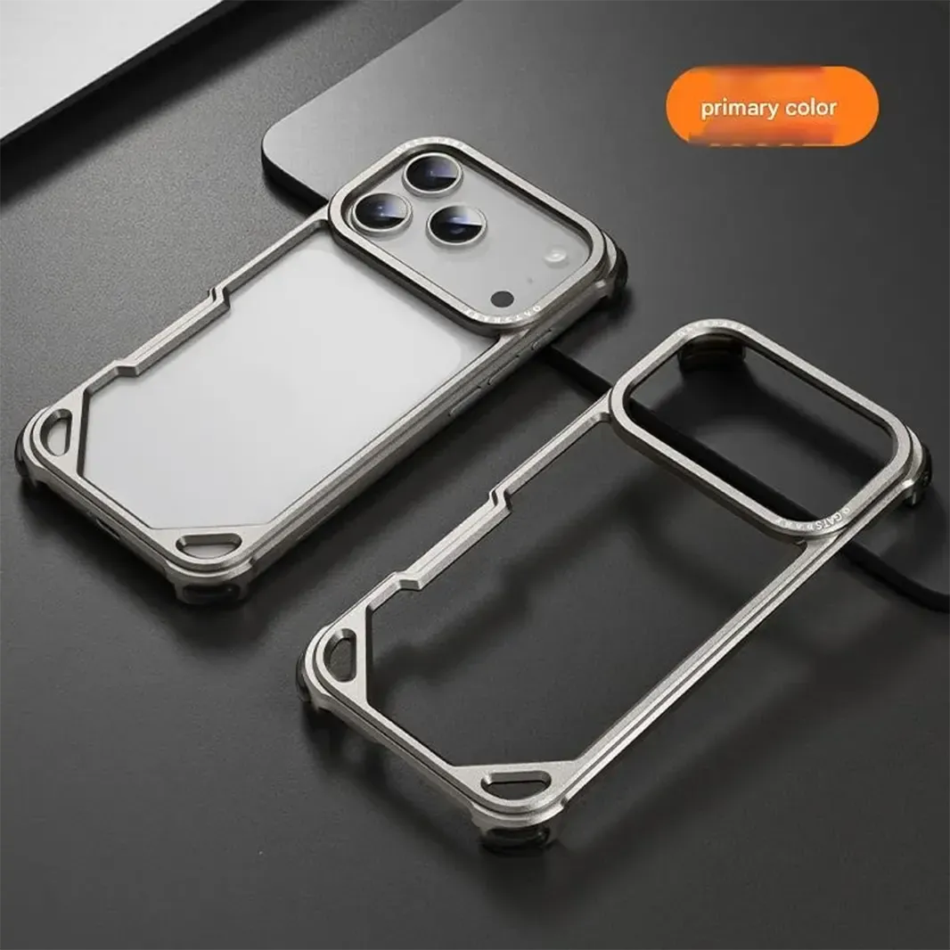 Natural Titanium Aluminum Alloy Frameless Hollow Frame Case for iPhone 17 Pro Max Cases & Covers