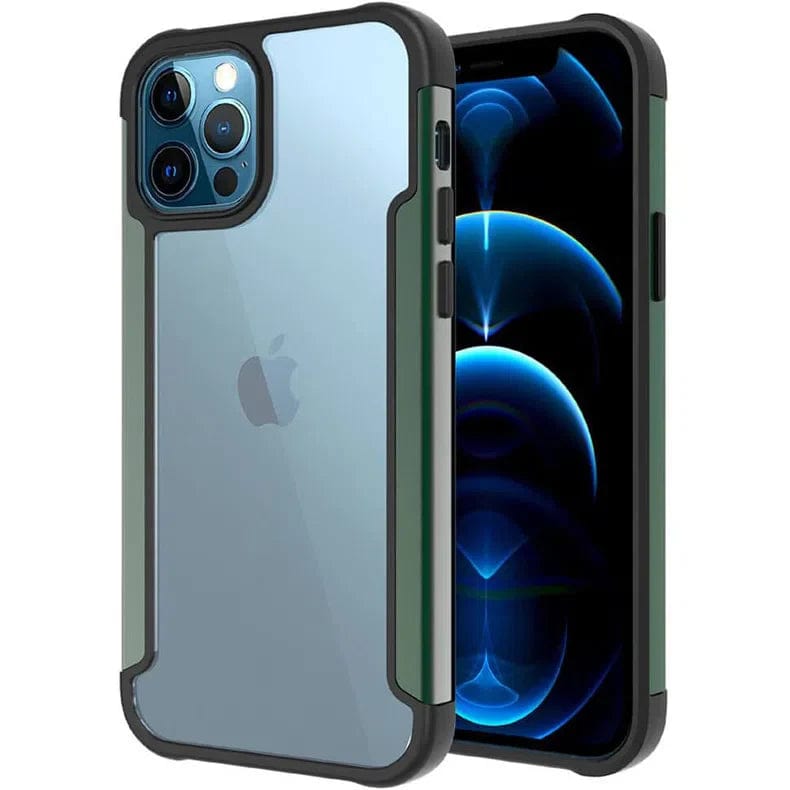 Cases & Covers for iPhone 14 Pro Max / Green Aluminum Metal Edge Transparent Phone Back Case Cover for Apple iPhone