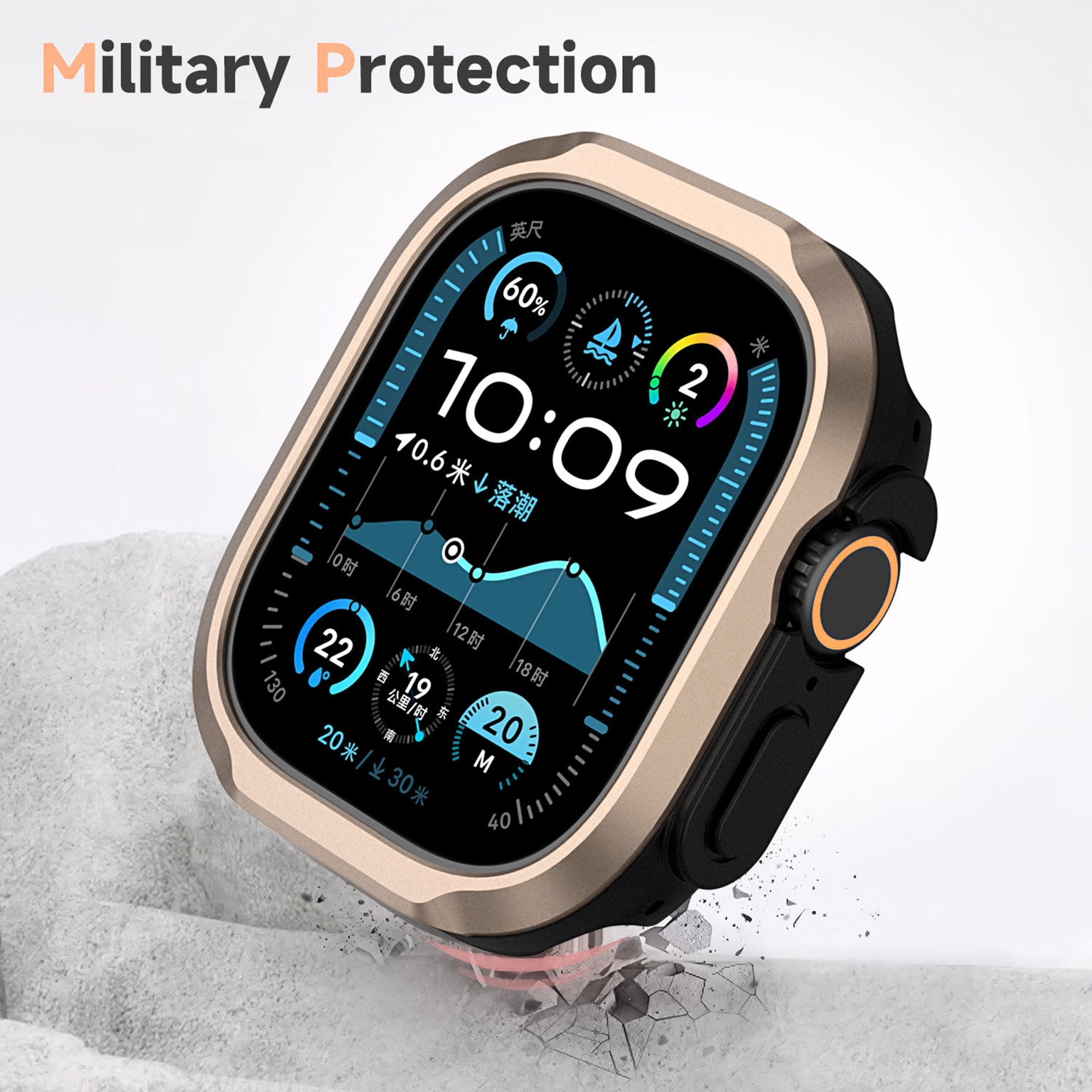 Cases & Covers Aluminum Alloy TPU Frame Anti-Shock Watch Cover for Apple Watch Ultra 49mm