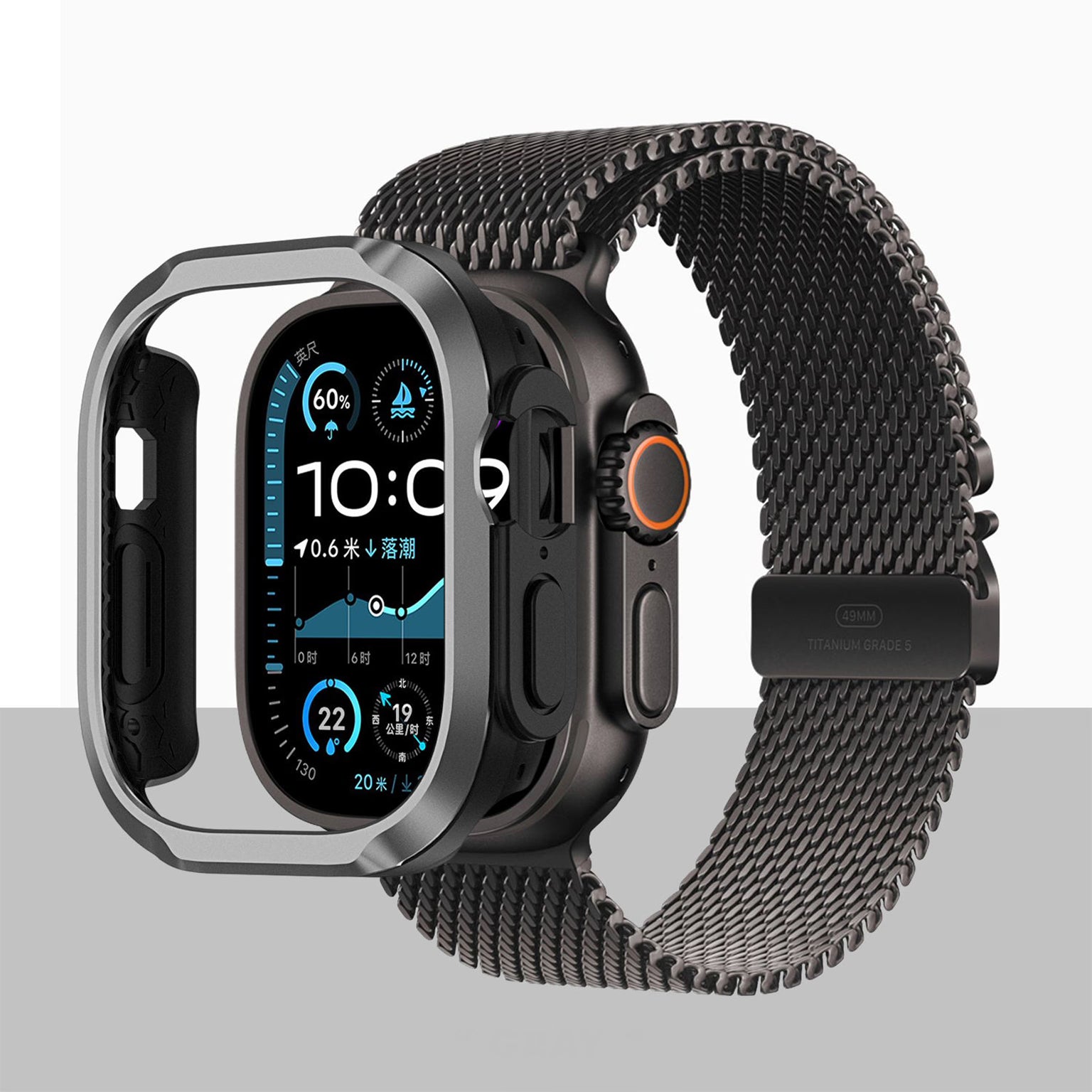Cases & Covers Aluminum Alloy TPU Frame Anti-Shock Watch Cover for Apple Watch Ultra 49mm