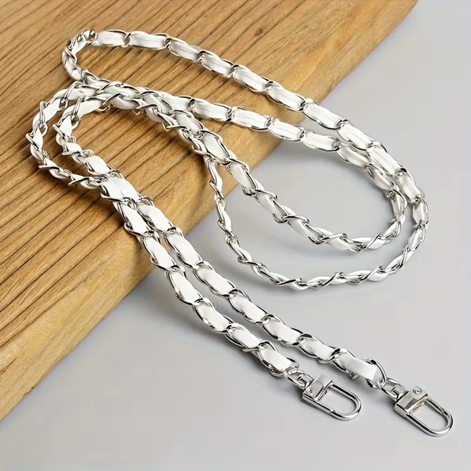 Enhancement Aluminum Chain Artificial Leather Long Strap for The Neck And Shoulder Phone Lanyard with Transparent Card Holder