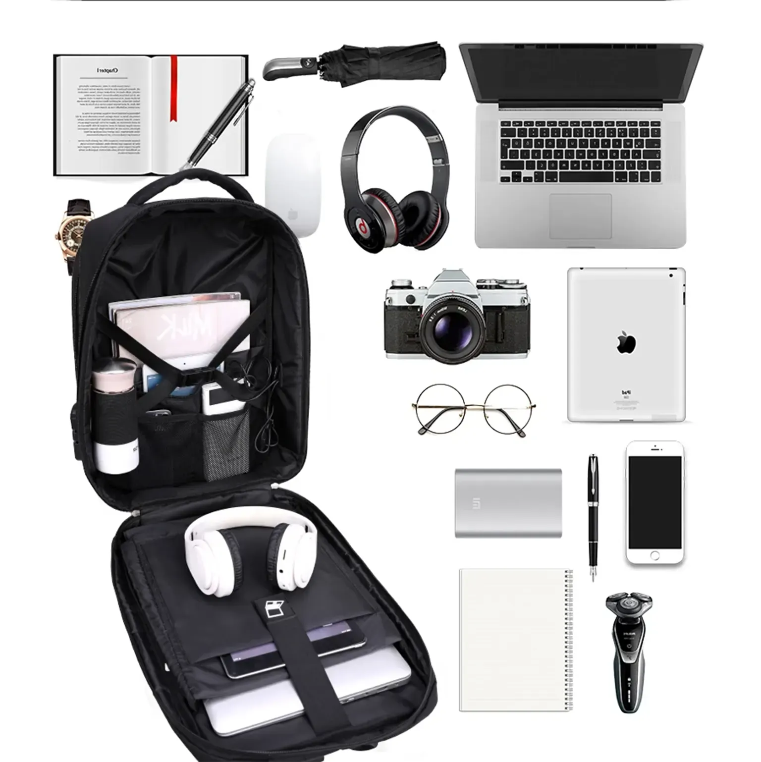 Bags & Sleeves Anti-theft TSA lock Hard Shell Backpack with USB Port and Password Lock