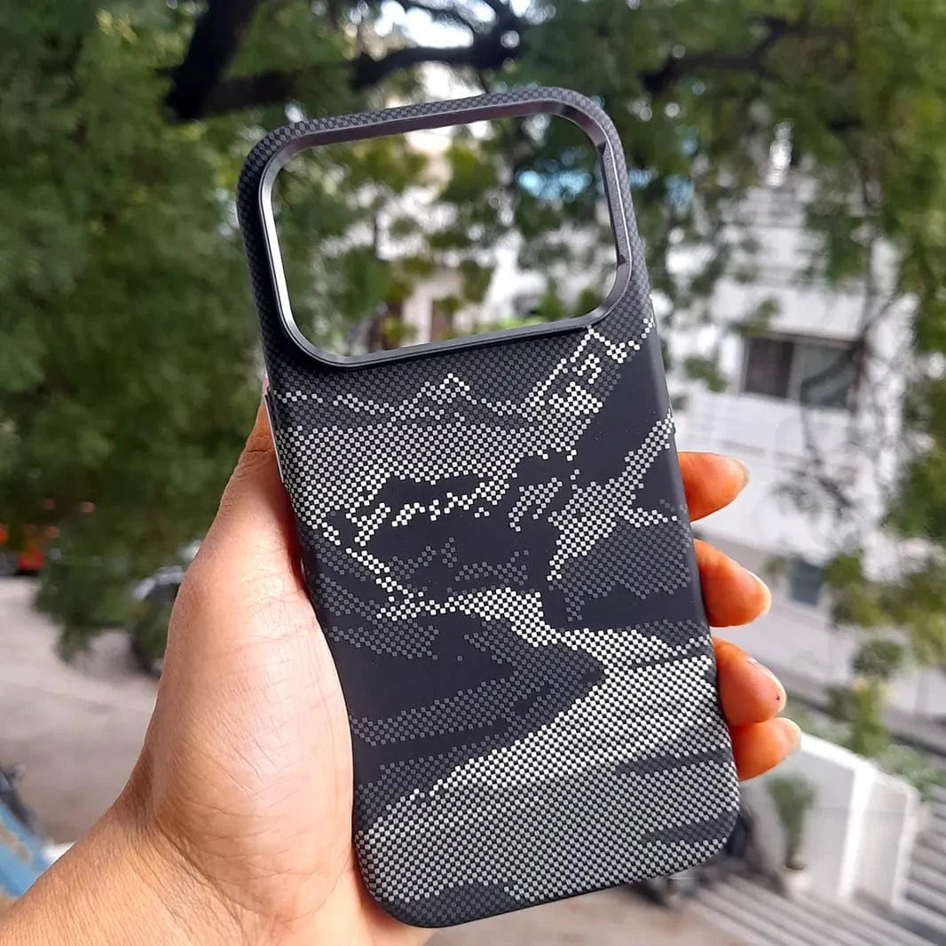 ktusu Generic Cases & Covers Aramid Fiber Magnetic Magsafe Slim Case for iPhone 17 Pro Max Snow Mountain Black