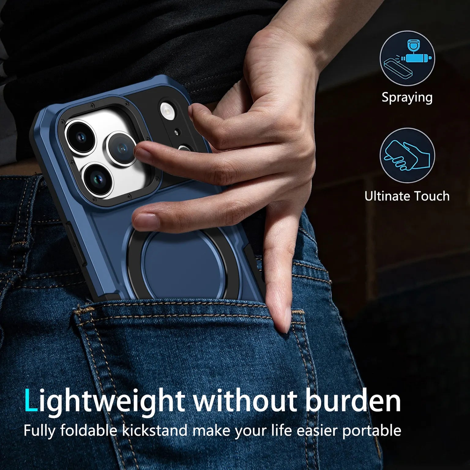 Armor Magnet Holder 360 Protection Magsafe Kickstand Hard Case for iPhone 17 Pro Max