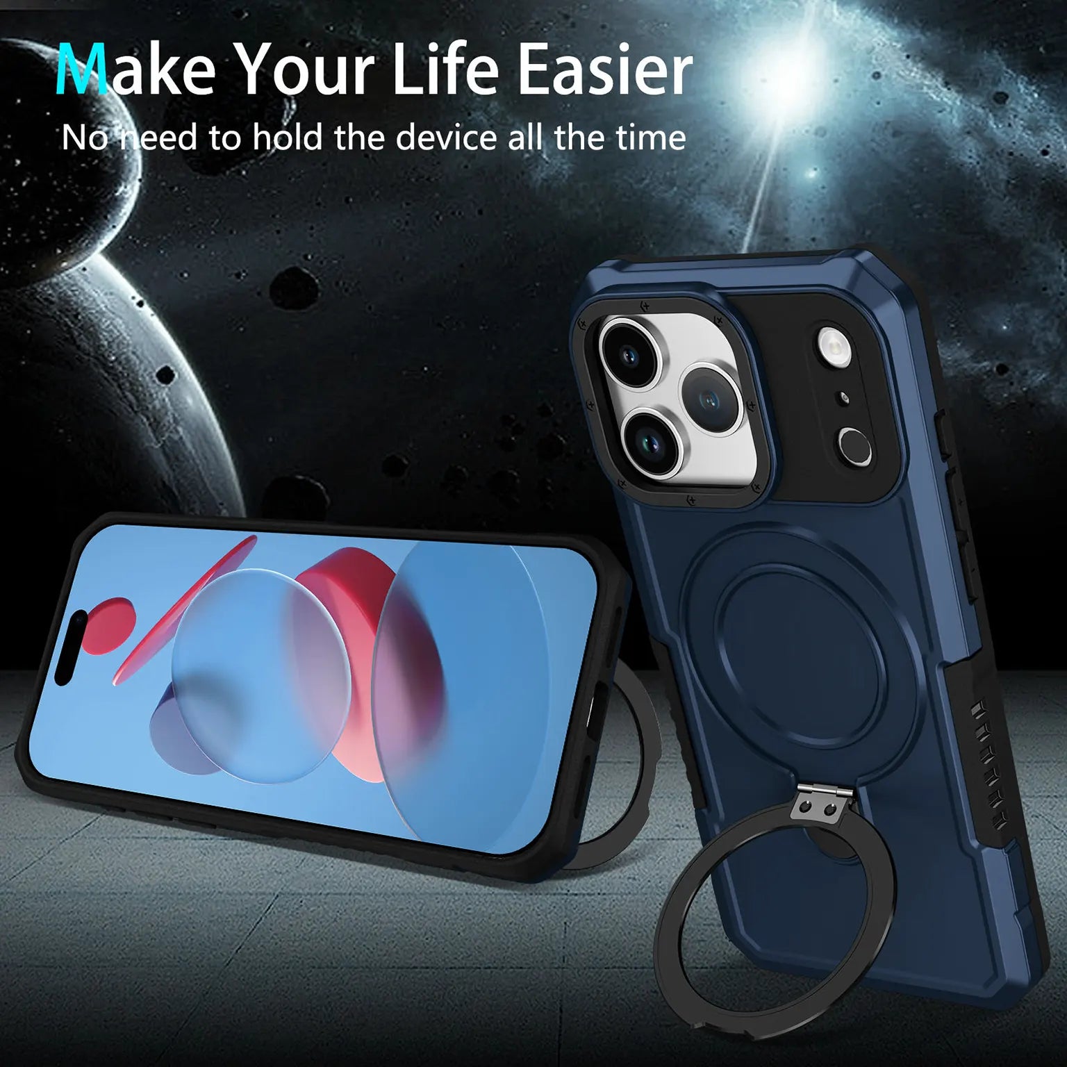 Armor Magnet Holder 360 Protection Magsafe Kickstand Hard Case for iPhone 17 Pro Max