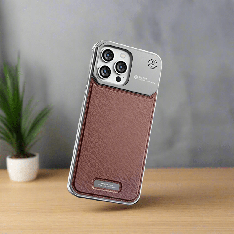 Cases & Covers for Aromatherapy MagSafe Case with Titanium Frame Leather Cover for iPhone