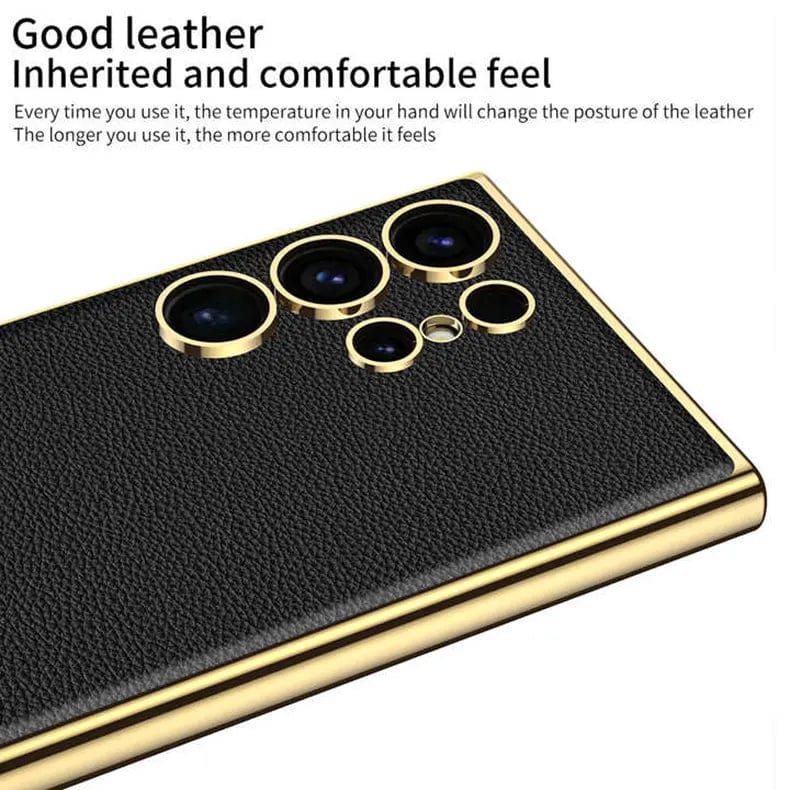 Cases & Covers for Samsung 24 ultra / Black Artificial Leather Electroplating Soft TPU Hard Phone Case for Samsung