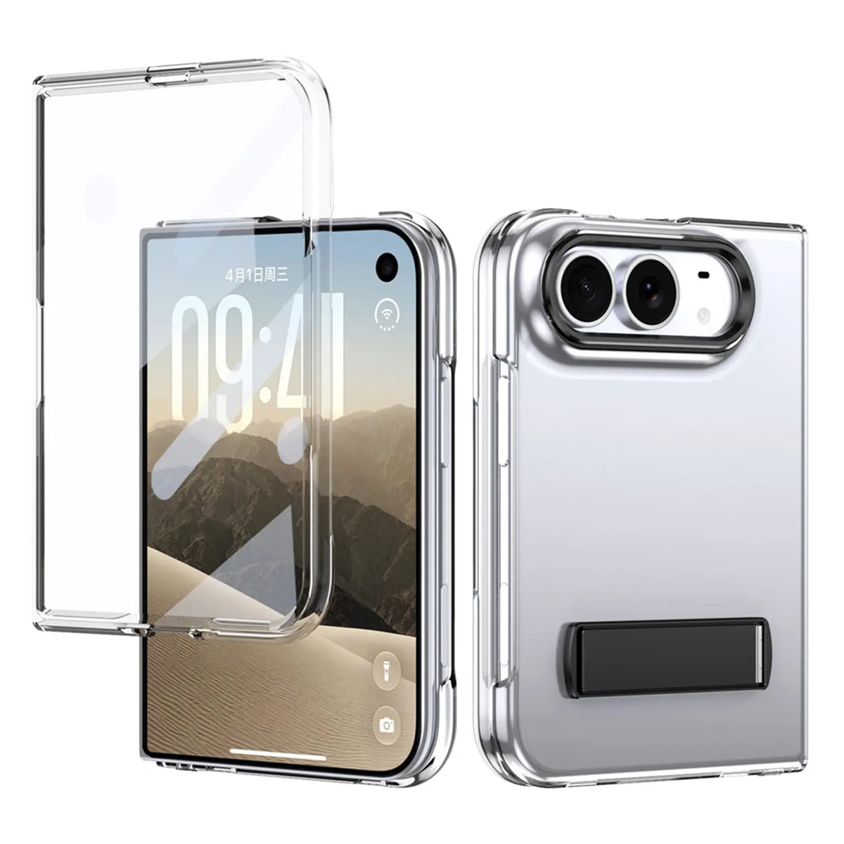 Military Grade Kickstand Transparent Hard Case for iPhone Duo Black KTSUG0WIP 8916884338011