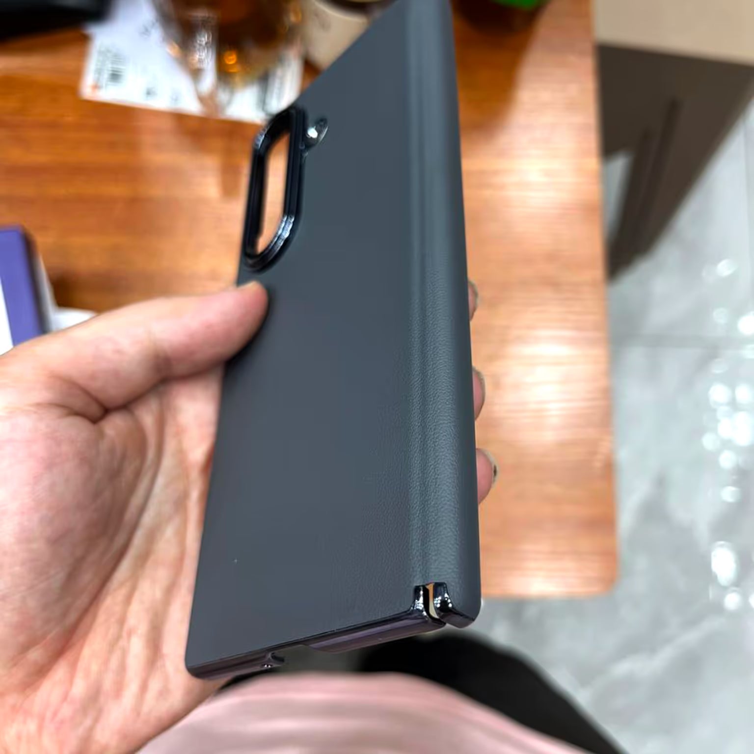 Electroplated Leather Texture Hard Back Case with Hinge Protection for Samsung Z Fold7