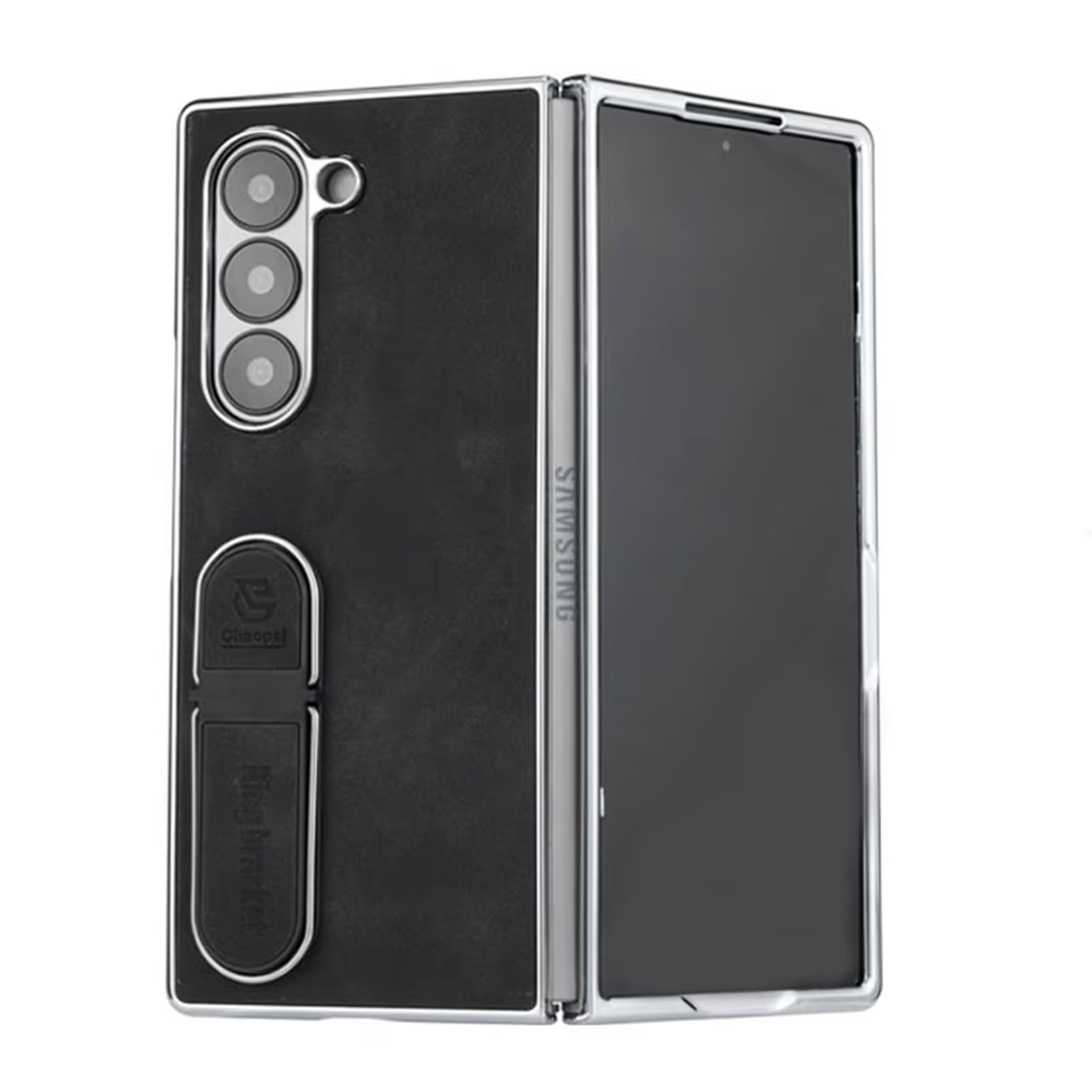 Invisible Kickstand Leather Texture Phone Case for Samsung Z Fold7
