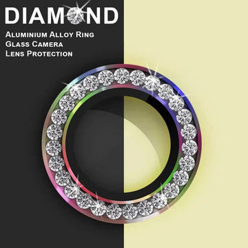 iPhone 15 | 15 Plus / Rainbow Bling Diamond Camera lens protector glass ring aluminum alloy frame for Apple iPhone - Ktusu