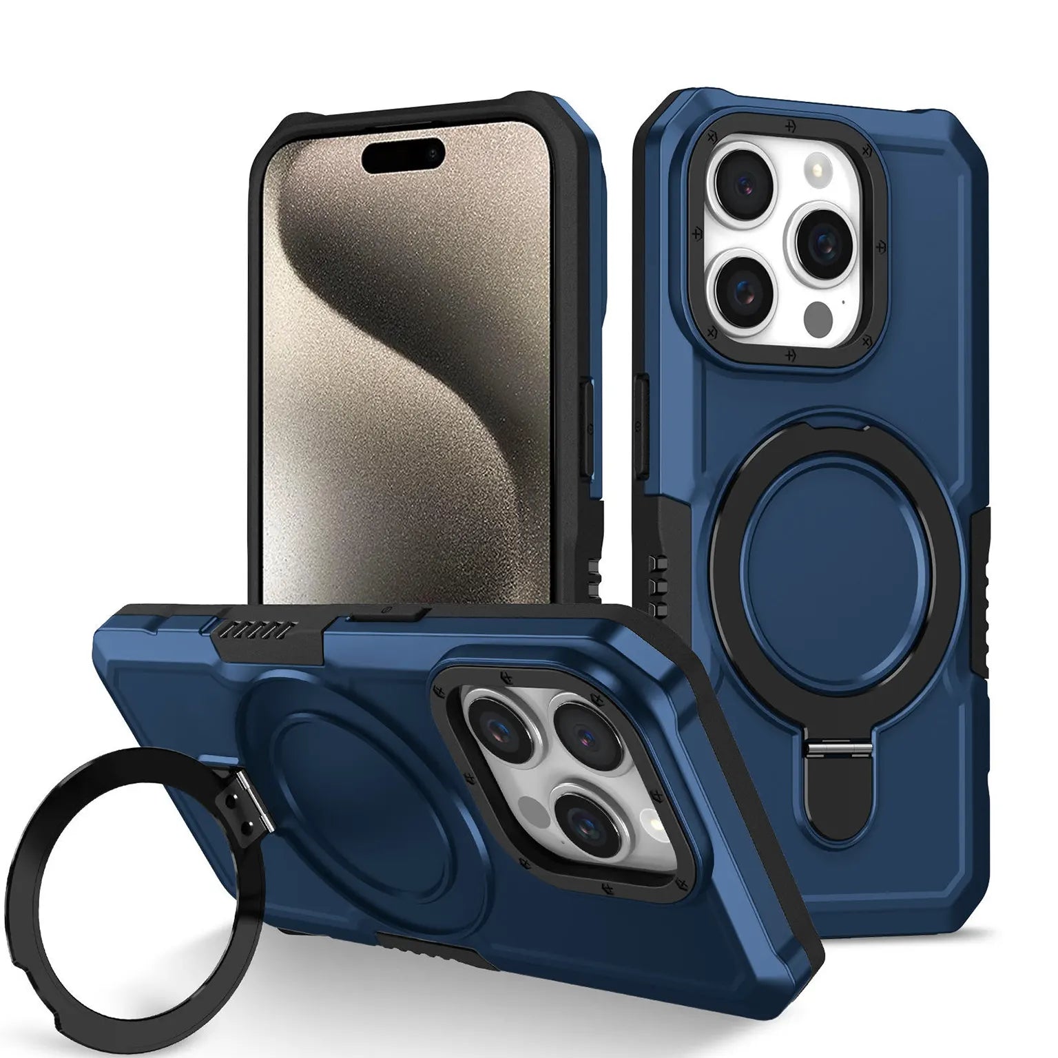 Armor Magnet Holder 360 Protection Magsafe Kickstand Hard Case for iPhone 15 Pro
