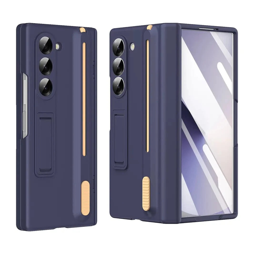 ktusu Generic Cases & Covers Bracket Kickstand Hinge Protection Case with Pen for Samsung Z Fold7 Dark Blue