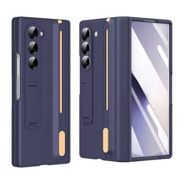 ktusu Generic Cases & Covers Bracket Kickstand Hinge Protection Case with Pen for Samsung Z Fold7 Dark Blue