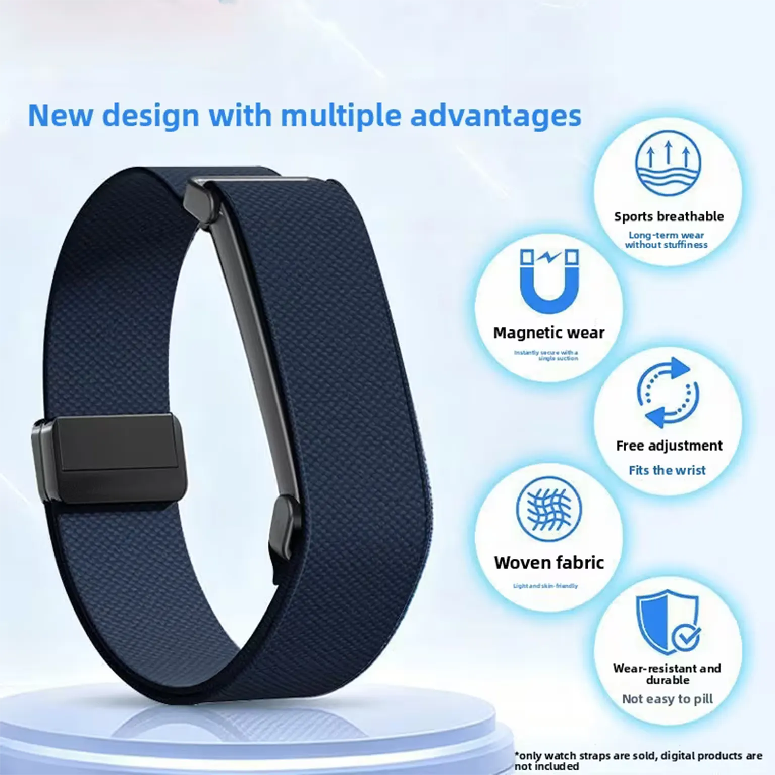 Breathable Stretch Nylon Quick-Adjust Magnetic Clasp Sports Wristband for Google Fitbit Air