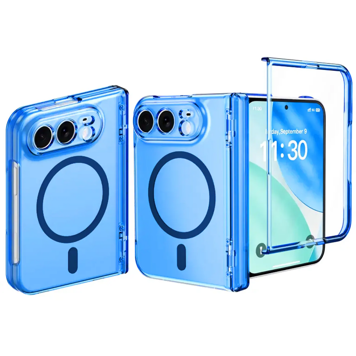 Foldable Camera Protective Crystal Clear Magnetic Magsafe Hard Case with Hinge Protection for iPhone Duo Bright Blue KTSUPSSFQ 8930138616502