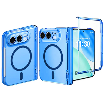 Foldable Camera Protective Crystal Clear Magnetic Magsafe Hard Case with Hinge Protection for iPhone Duo Bright Blue KTSUPSSFQ 8930138616502