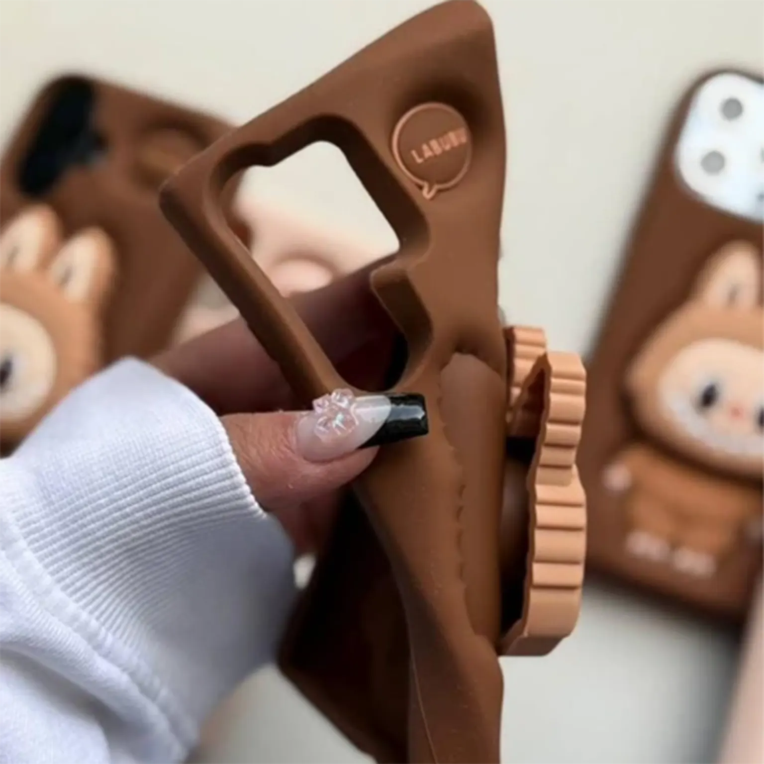 Labubu 3D Cute Cartoon Character Scalable Holder Soft Silicone Case for Samsung A56