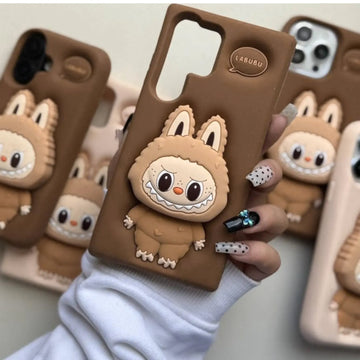 Labubu 3D Cute Cartoon Character Scalable Holder Soft Silicone Case for Samsung A56