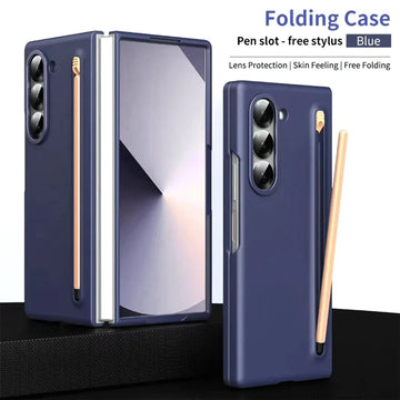 ktusu Generic Cases & Covers Built in Compact S Pen Holder and Storage Slot Case for Samsung Z Fold6 Blue