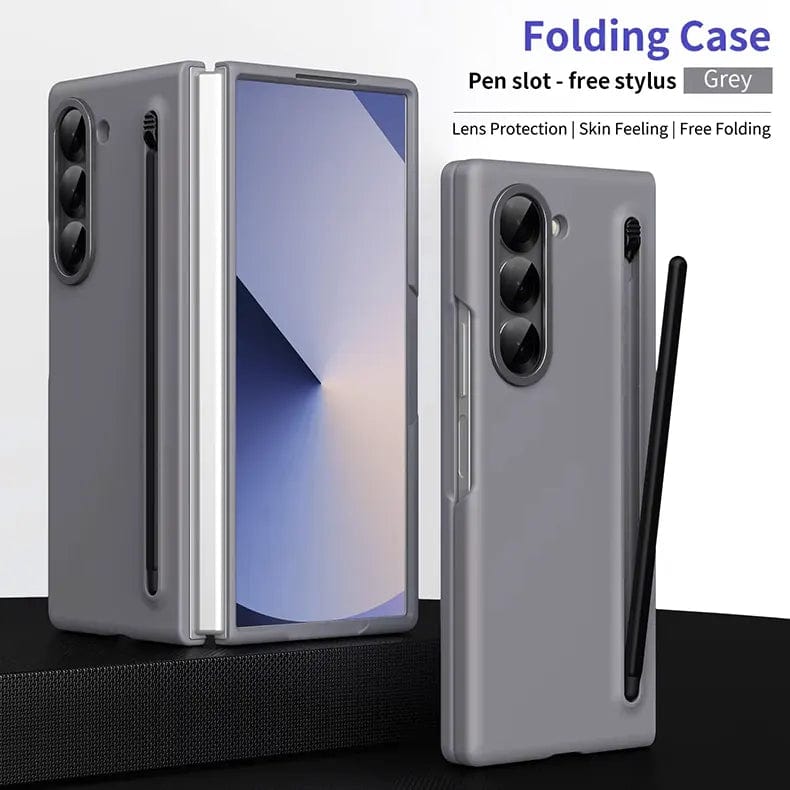 Cases & Covers for Samsung Z Fold6 / Grey Built in Compact S Pen Holder Storage Slot Phone Case for Z Fold