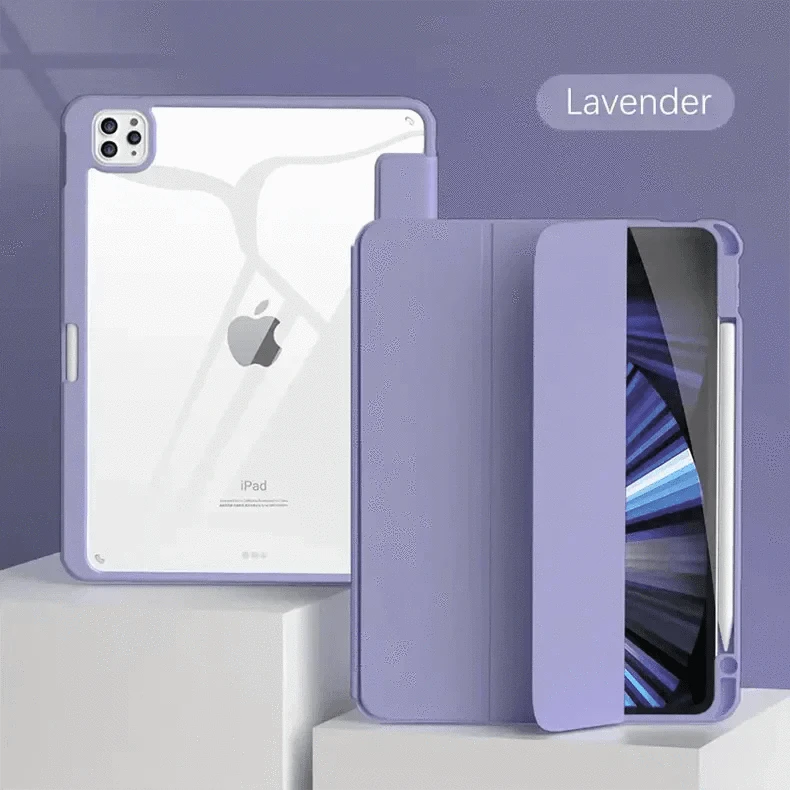 Built-in Stand Trifold Slim Transparent Cover for iPad 7 | 8 | 9 (10.2-inch)
